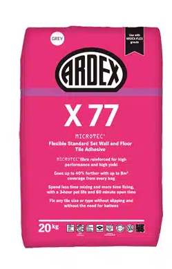  ARDEX X77 Flexible Tile Adhesive Grey 20kg Pallet of 48 Units - Sealant Supplies Ltd