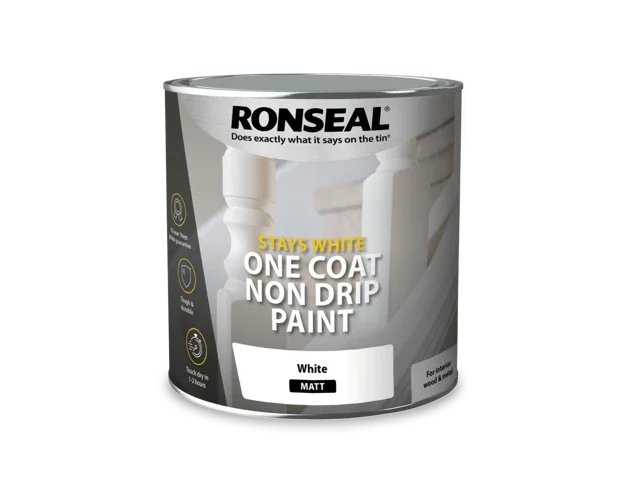 Ronseal white matt one-coat non-drip paint can Ronseal Direct To Metal Paint - Sealant Supplies Ltd