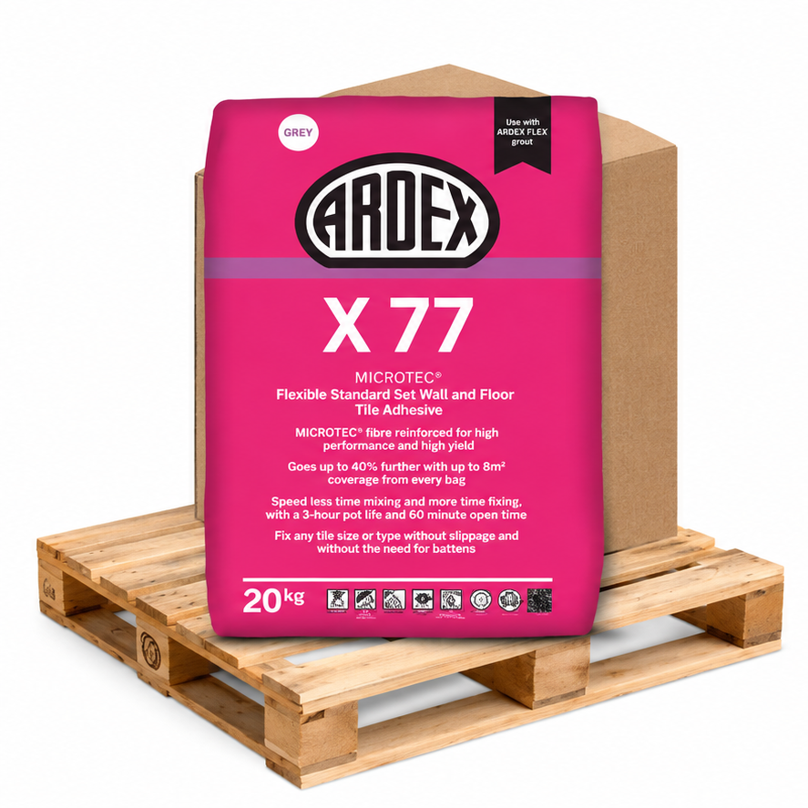  ARDEX X77 Flexible Standard Set Tile Adhesive Grey 20kg – Pallet of 48 - Sealant Supplies Ltd